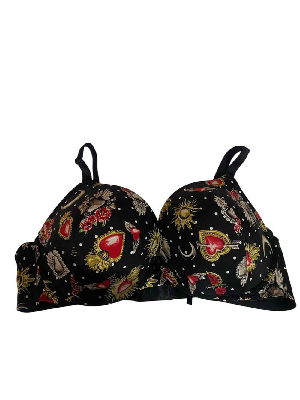 Torrid Curve Back Smoothing Push Up Plunge Bra Size 44DD Celestial Hearts Roses - Picture 2 of 7